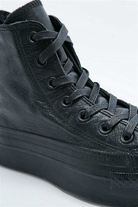 Converse Chuck Taylor Black Leather Platform High-top Trainers - Lyst