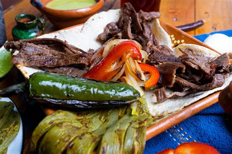 Mexican Dried Beef Cecina Tacos Stock Photo - Download Image Now - iStock