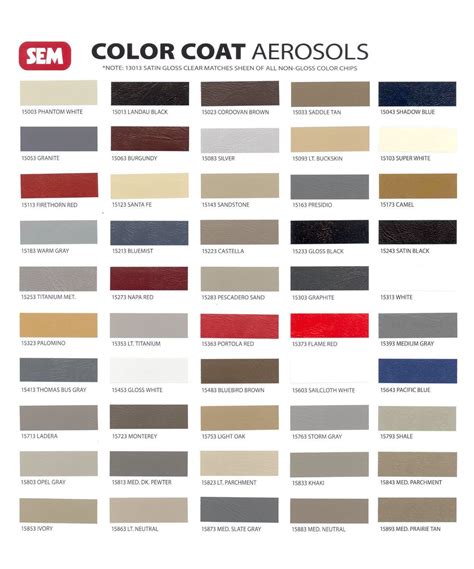 Sem Color Chart Vinyl Dye | Printable Templates Free