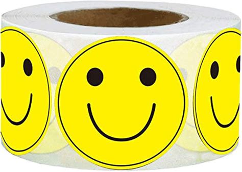 Amazon.com : Large Yellow Smiley Face Stickers Happy Face Labels 2" Inch - Round Happy Smiling ...