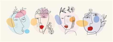 Abstract face portrait of people hand drawn line art set vector illustration. 21458676 Vector ...