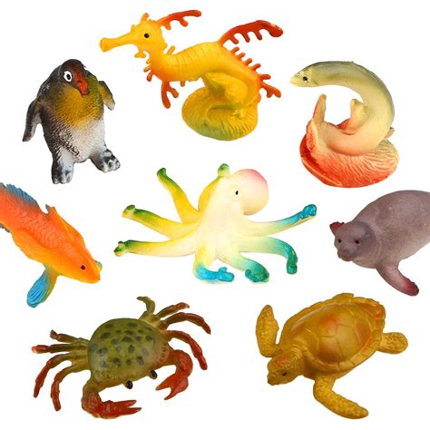 Funcorn Toys Ocean Sea Animal, 52 Pack Assorted Mini Vinyl Plastic Animal Toy Set, Realistic ...