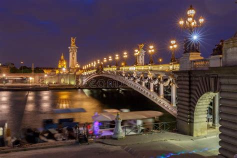 Paris. Bridge Pont Alexandre III on the Sunset. Stock Image - Image of ...