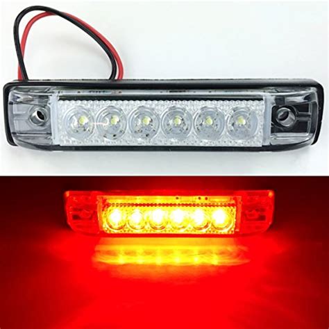 LONG HAUL BRIGHT CLEAR RED LED SLIM LINE LED 12V 12 VOLT UTILITY STRIP LIGHT 6 LEDS 4″x1″ RVS ...