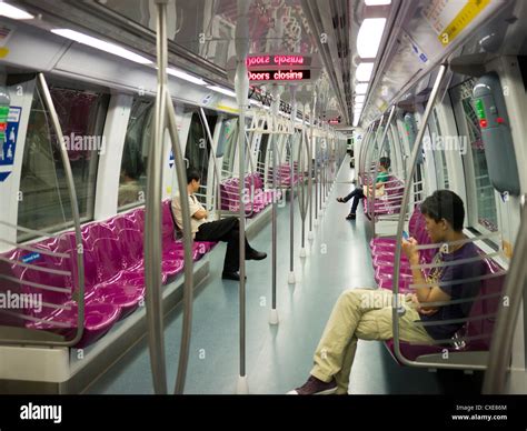 Mass Rapid Transit (MRT) Interior of carriage, Singapore Stock Photo - Alamy