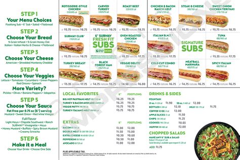 Printable Subway Menu With Prices