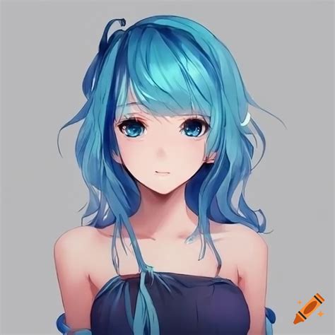 Anime Girl With Light Blue Hair And Blue Eyes