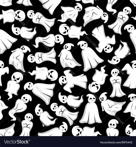 Halloween background with cartoon ghosts Vector Image