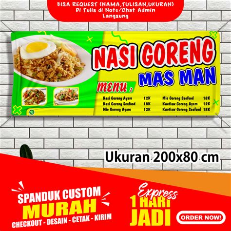 Banner NASI GORENG, Spanduk Nasi Goreng, ukuran 200x80 cm, Banner NASI GORENG, Spanduk Nasi ...