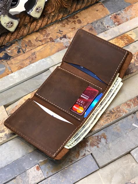 Trifold Mens Wallet, Men's Leather Trifold Wallet Made with Distressed Leather- Holds Lots of ...