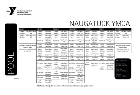 Pool Schedule – NAUGATUCK YMCA