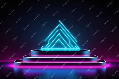 Premium Photo | Podium with fluorescent neon light background Concept ...