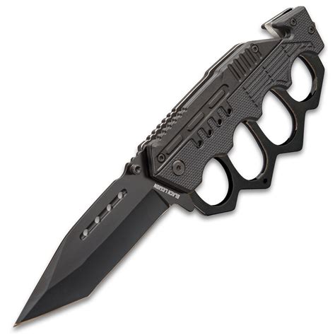 Black Folding Knuckle Knife Stainless Steel Blade,