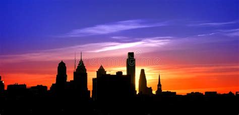 Philadelphia Old City Silhouette Cityscape Sunset Stock Photo - Image of center, dusk: 40058864