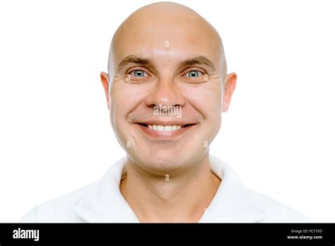 Bald smiling man. Isolated. Studio Stock Photo - Alamy