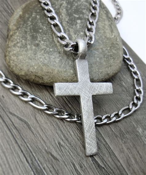 Men's Cross Necklace Christian Jewelry Rustic Cross - Etsy