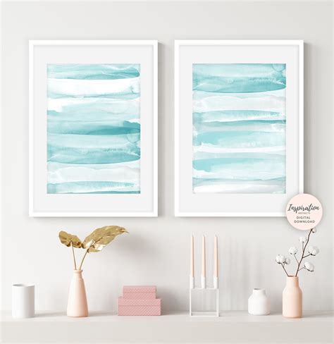 Aqua Wall Art Set of 2 Prints Calming Wall Art Beach House - Etsy UK