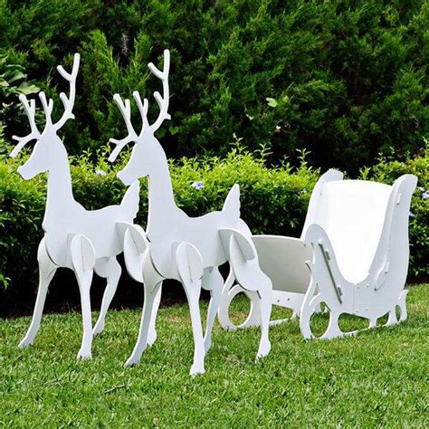 Large Christmas Sleigh and Reindeer Set | Christmas yard decorations, Outdoor christmas ...