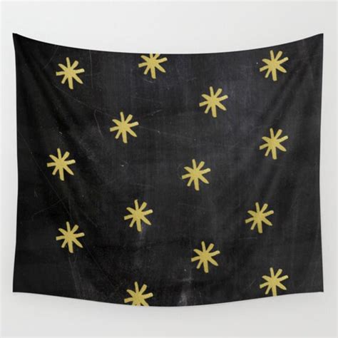 Wall Tapestry Nature Tapestry Gold Stars Tapestry Black