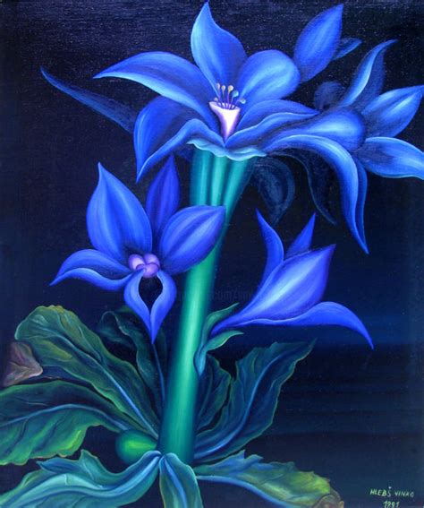 Blue Flower, Painting by Vinko Hlebs | Artmajeur