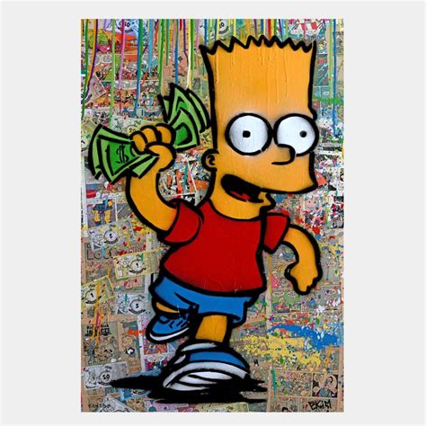 Bart Simpson Street Art Street Art Graffiti The Simpsons Bart Simpson with Monoply Money Limited ...