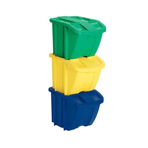 Suncast BH183PK Stackable Recycling Bin Containers & Lids, Multicolored (3 Pack) (2 Pack ...