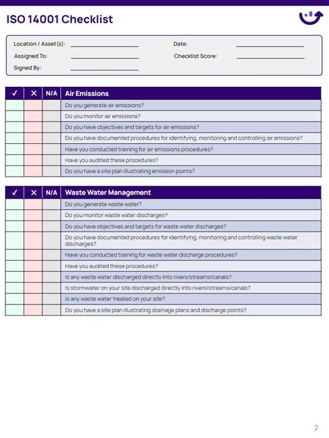 Iso 14001 Audit Checklist | Xenia Templates