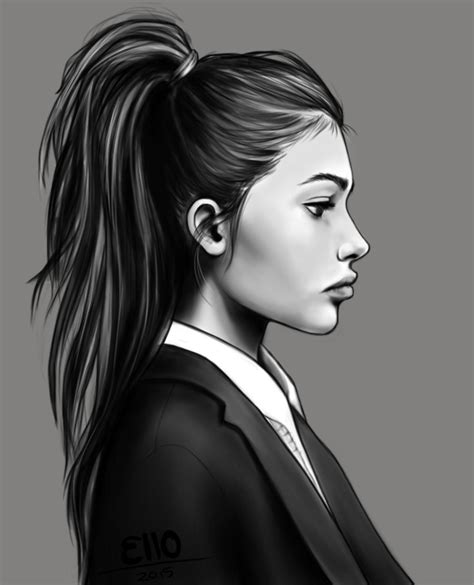 Woman Side Profile Drawing