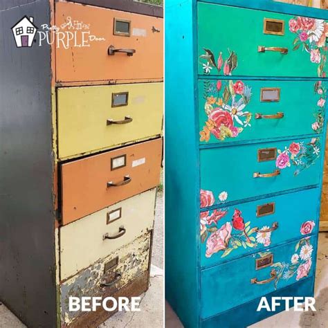 Filing Cabinet Makeover - From Rusty Hunk to Floral Masterpiece