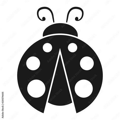 Simple, flat ladybug icon. Black silhouette design. Isolated on white ...