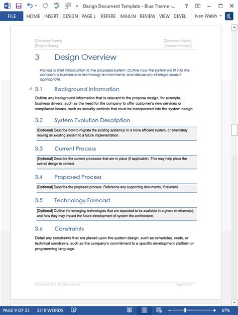 Design Document Templates (MS WordExcel) + Data Dictionary – Templates ...