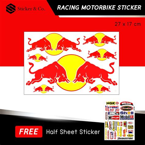 Red Bull Stickers for Helmet Motocross Racing Graphic Bike Vinyl Sticker | Shopee Malaysia