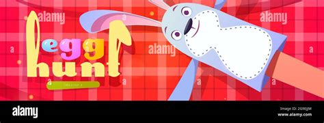 Egg hunt cartoon web banner with funny rabbit toy Stock Vector Image & Art - Alamy