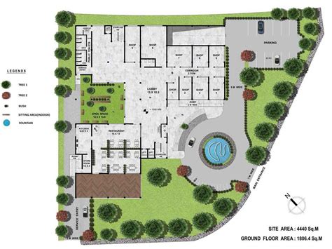 Shopping Mall site plan rendering with basement parking - Built Archi | Shopping mall ...