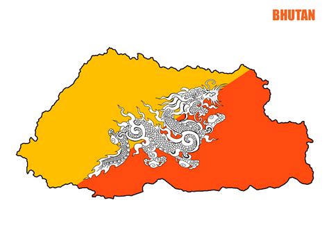 Map of Bhutan with flag | Clipart Nepal