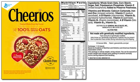 Cheerios Nutrition Food Label | Besto Blog