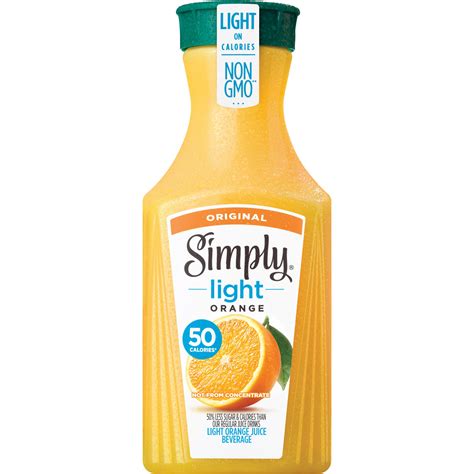 Simply Light Orange Pulp Free Orange Juice, Non-GMO, 52 fl oz - Walmart.com | Orange juice ...