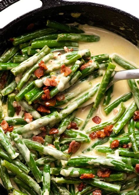 Green Beans in Creamy Parmesan Sauce - with bacon! | RecipeTin Eats