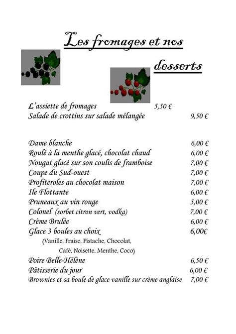 Menu at Restaurant Saint Honore, Vouziers