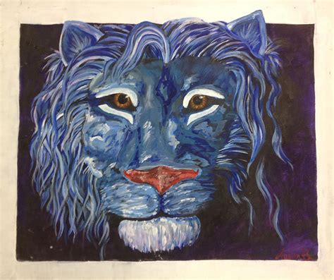 Blue Lion Painting by Austin Beal | Fine Art America