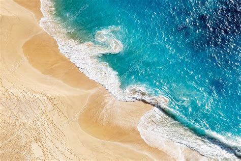 Aerial view to tropical sandy beach and blue ocean — Stock Photo © man64 #173542018