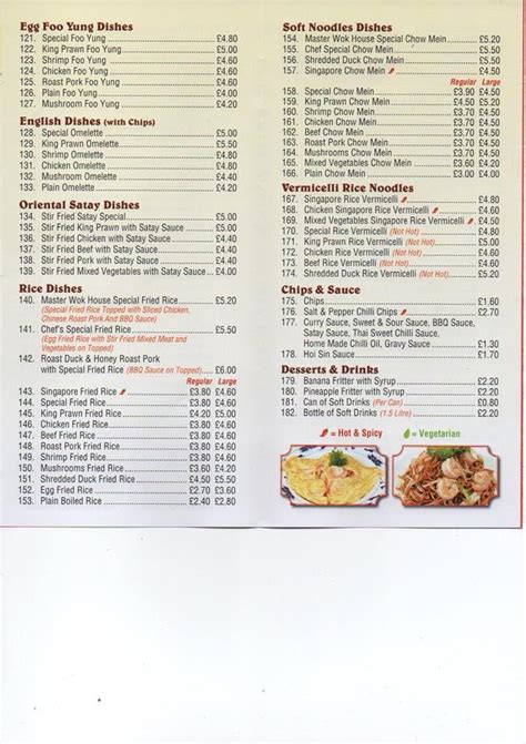 Menu at Master Wok restaurant, Gillingham