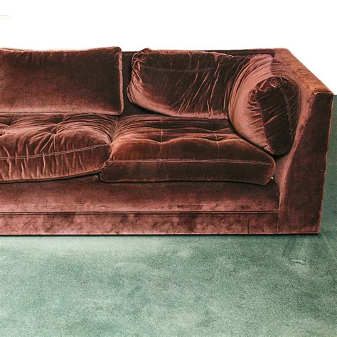 Chocolate Brown Velvet Upholstered Sectional Sofa : EBTH