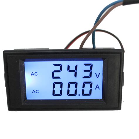 Panel Meters AC Digital Ammeter Voltmeter LCD Panel Amp Volt Test Meter ...