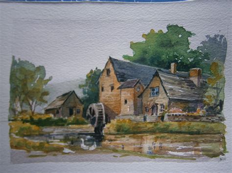 paintings of frederick griffin: old watermill; watercolour