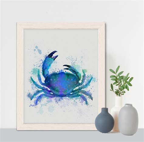 Crab Wall Art Crab 1 Blue Crab Prints Crab Art Print | Etsy