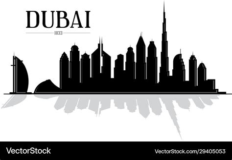 Dubai uae skyline silhouette Royalty Free Vector Image