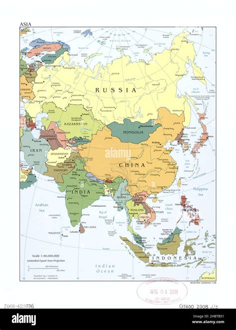 Map of Asia - Shows countries, capital cities, and other major cities ca. 2008 Stock Photo - Alamy