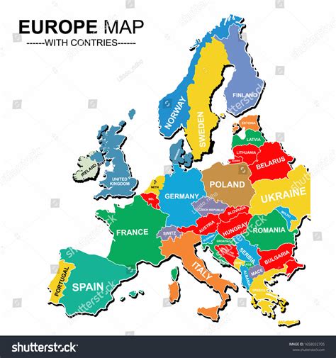 Ilustración de Mapa Europeo de Colores.: vector de stock (libre de regalías) 1658032705 ...