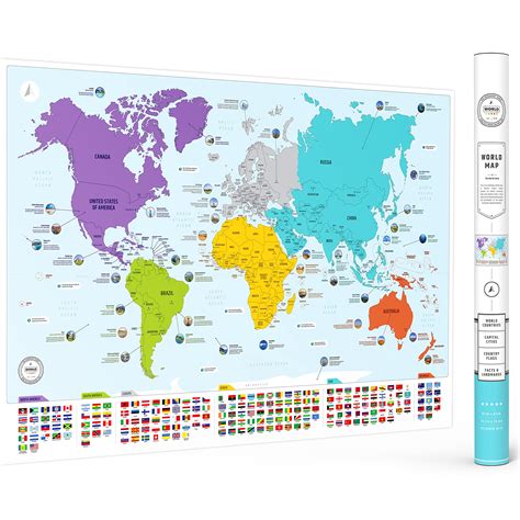 Buy Colorful World with s & Capitals + 50 Interesting Facts - XL Wall Art for Home & Classroom ...